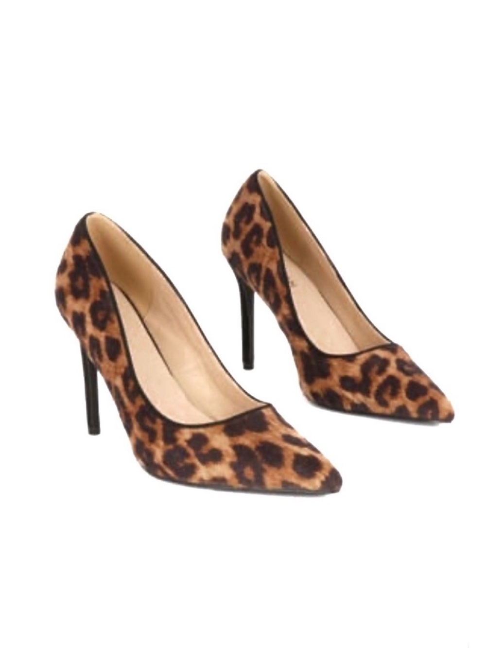 Anne Michelle Black and Brown Cheetah Leopard Print Heels